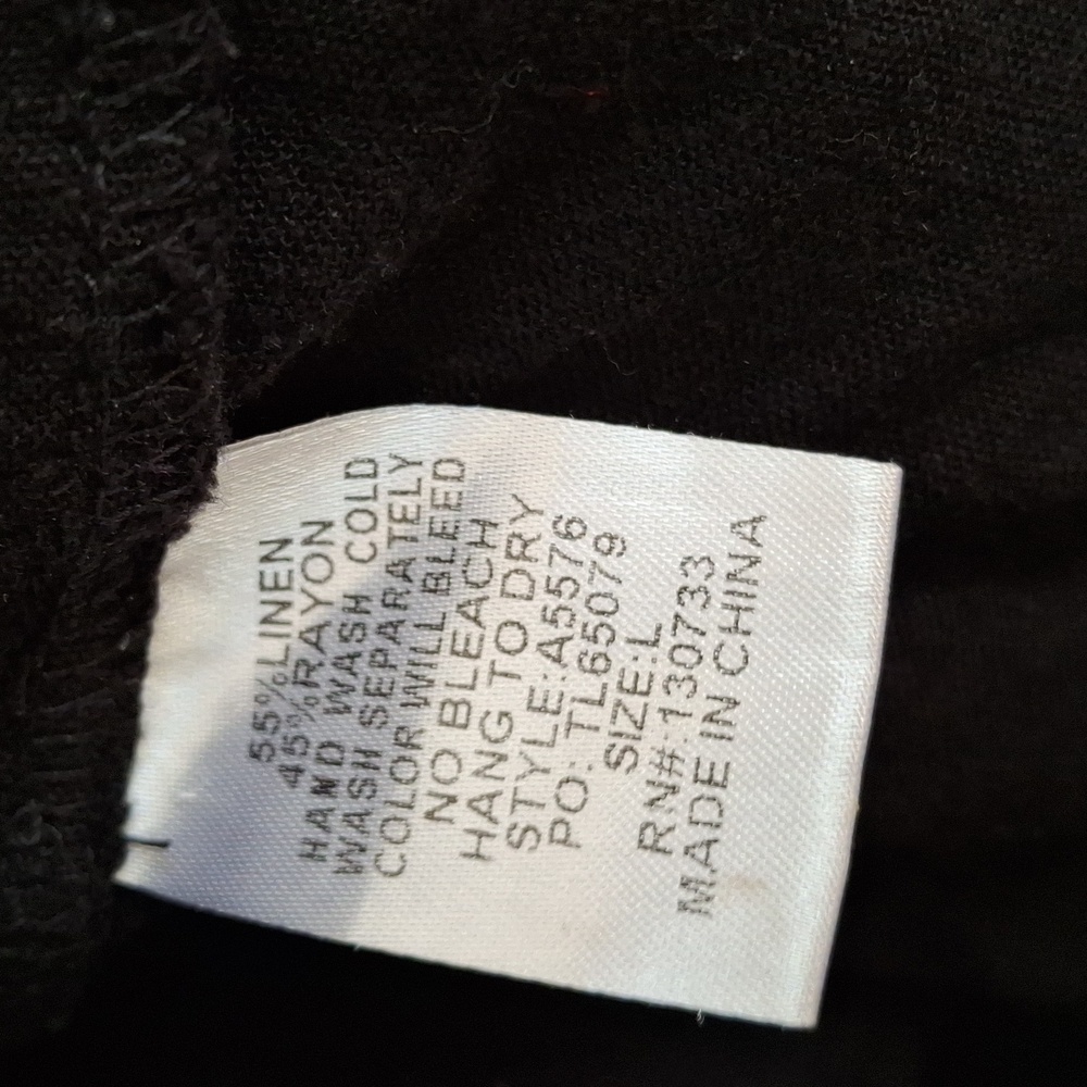 Umgee Ruffle Sleeve Frayed Black Frayed Hem Blouse Sz L GOTH Vamp Western Casual - Picture 7 of 8